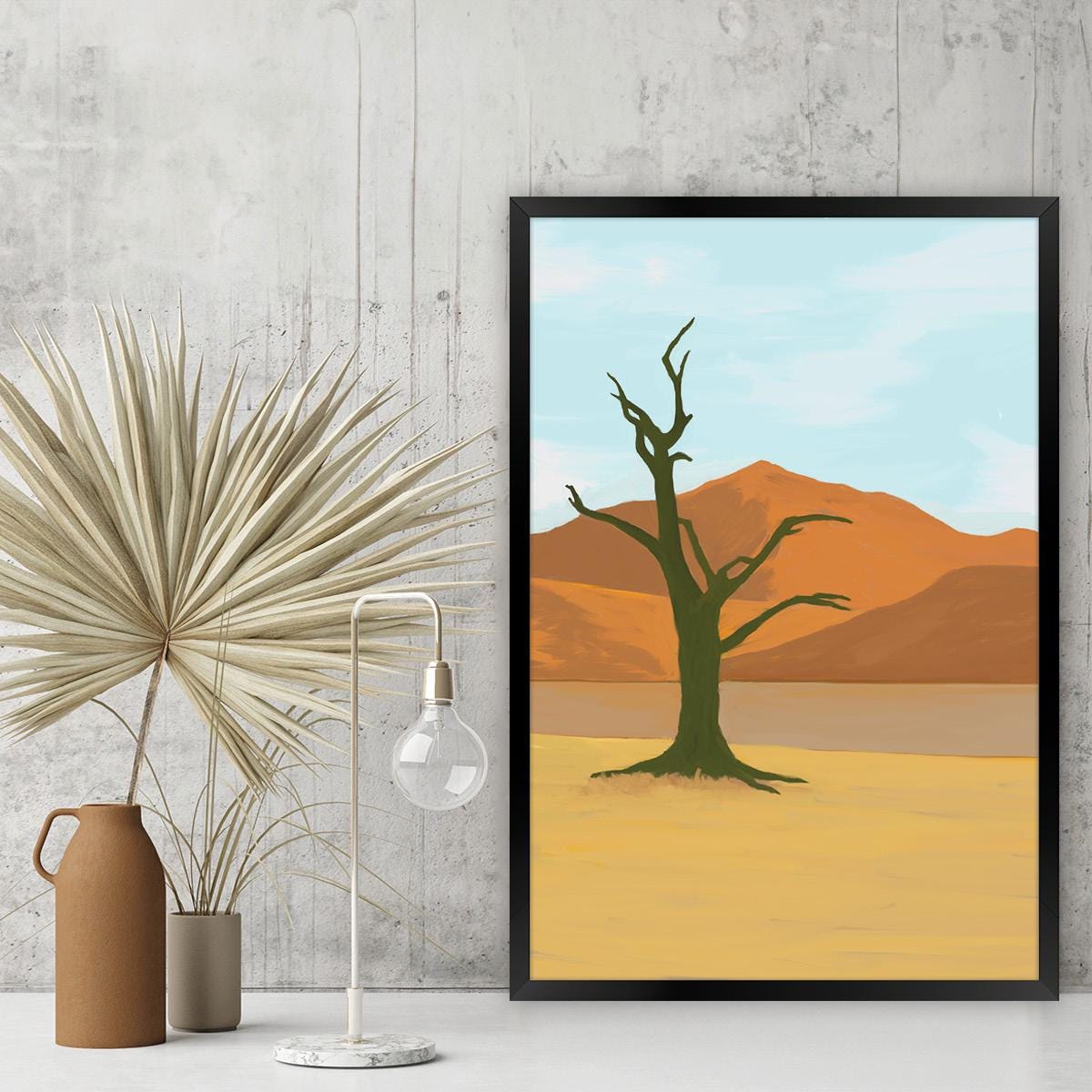 Desert Tree Canvas Print: Modern Southwestern Boho Landscape Art