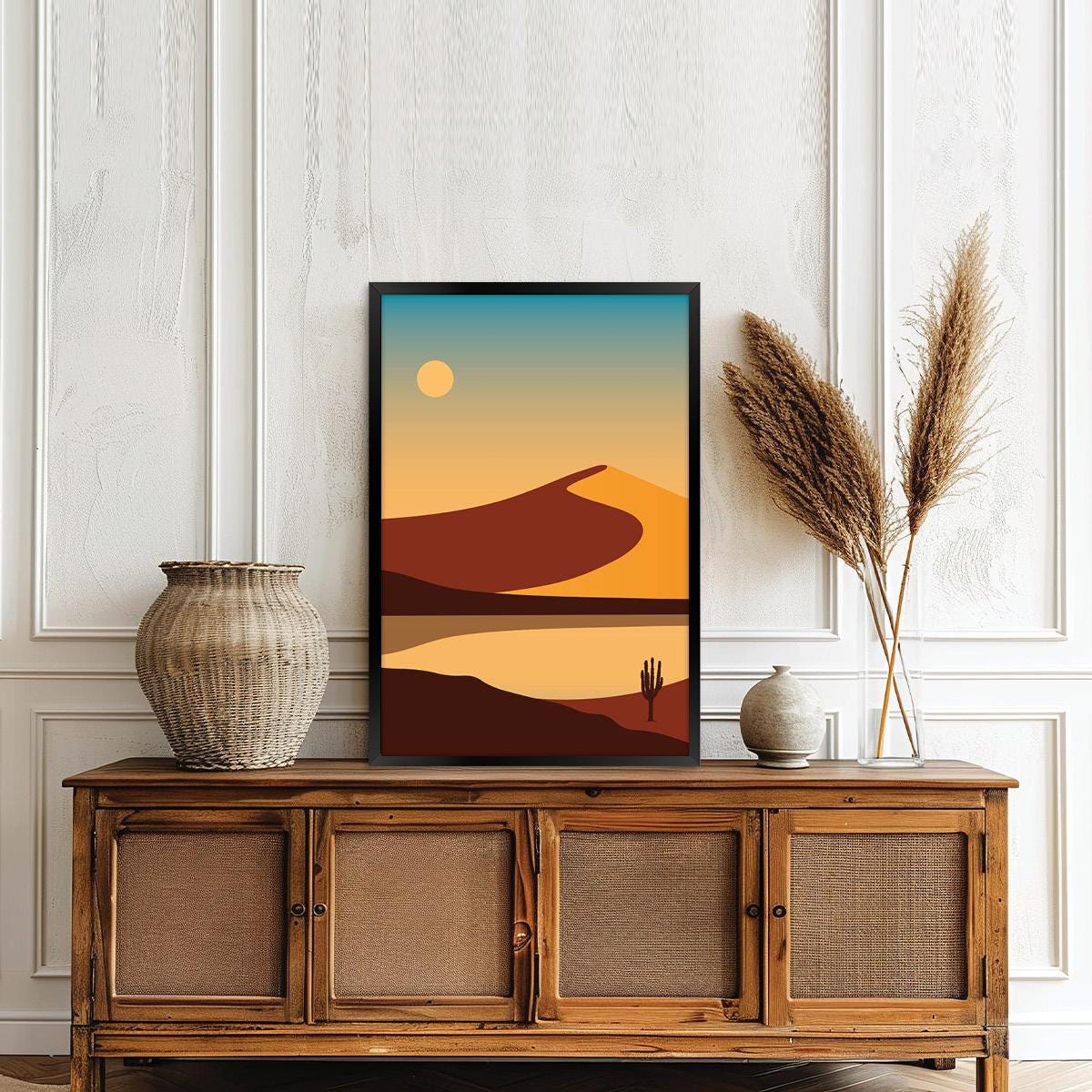 Colorful Desert Wall Art | Maximalist Boho Canvas Print | Southwestern Home Decor | Framed Options Available