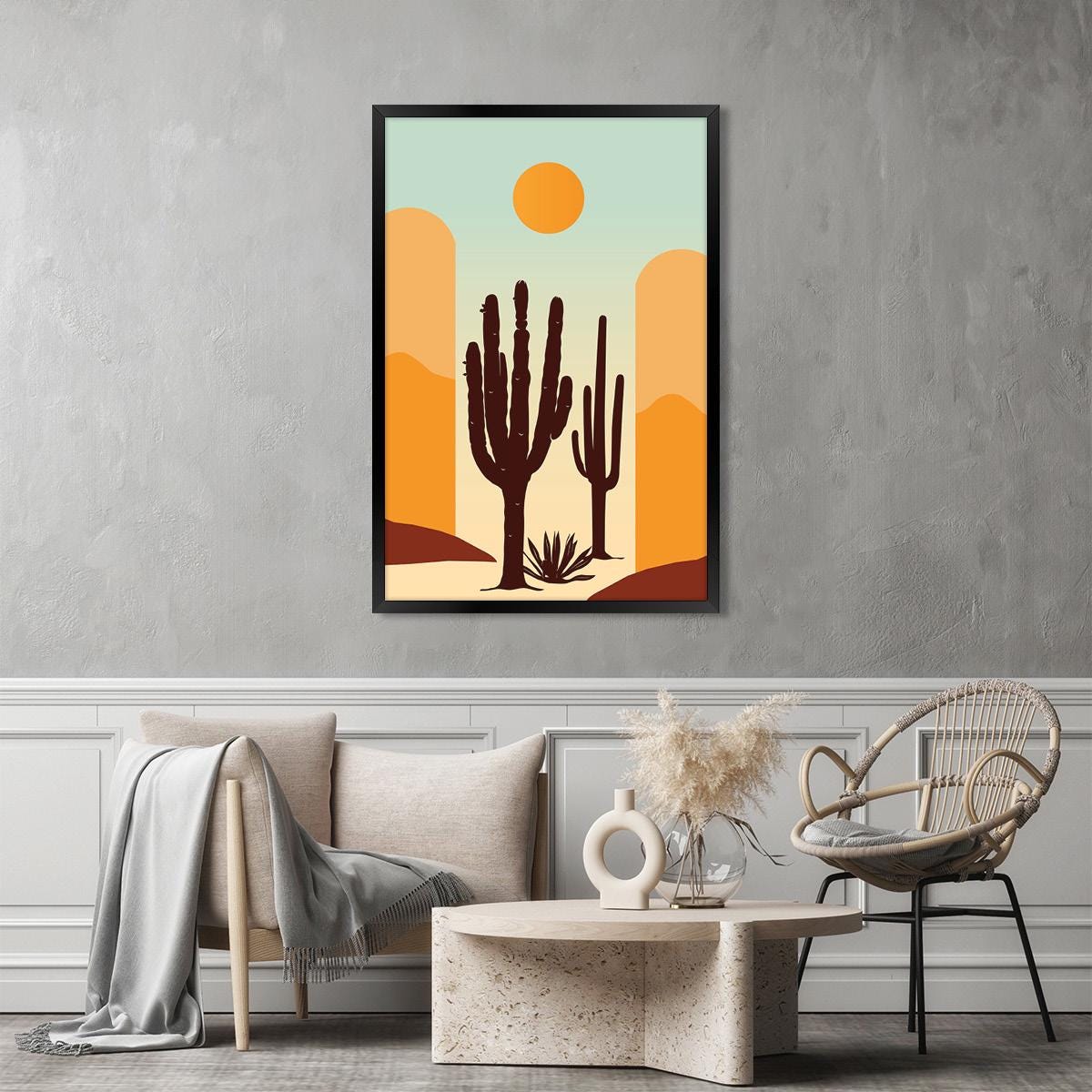Boho Desert Cactus Canvas Print: Southwestern Art Home Decor