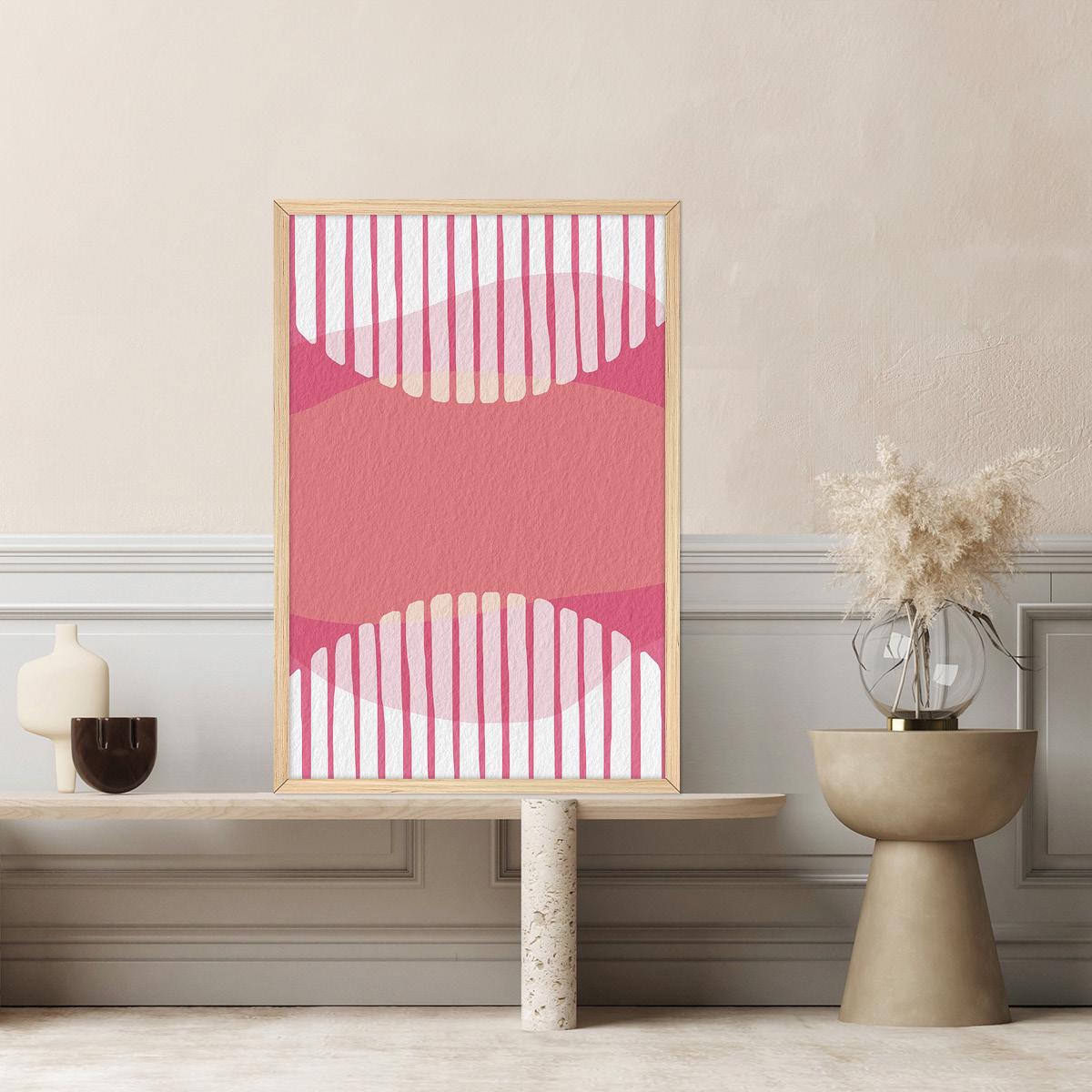 Pink Geometric Abstract Canvas Print - Modern Archival Wall Art