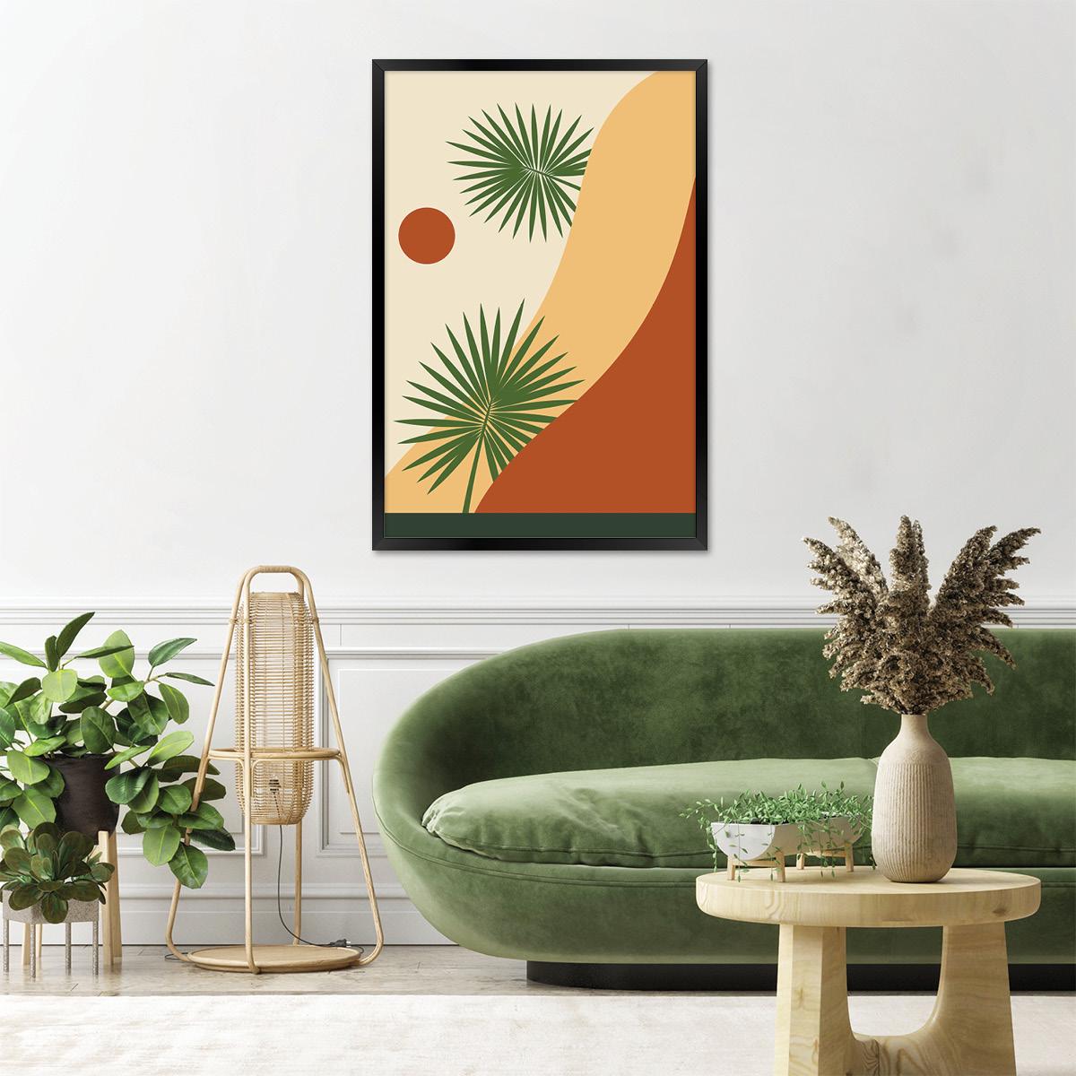 Boho Palm Tree Canvas Art: Southwestern Desert Landscape Print