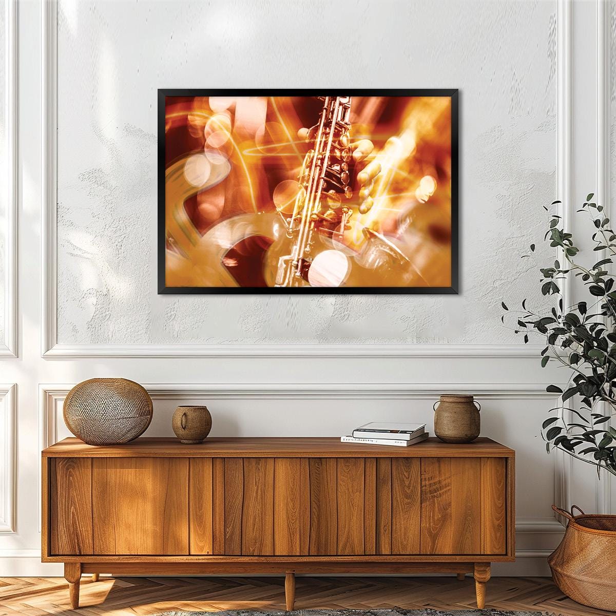 Abstract Jazz Inspired Wall Art - Music Lover Modern Home Decor, Saxaphone Framed Artwork