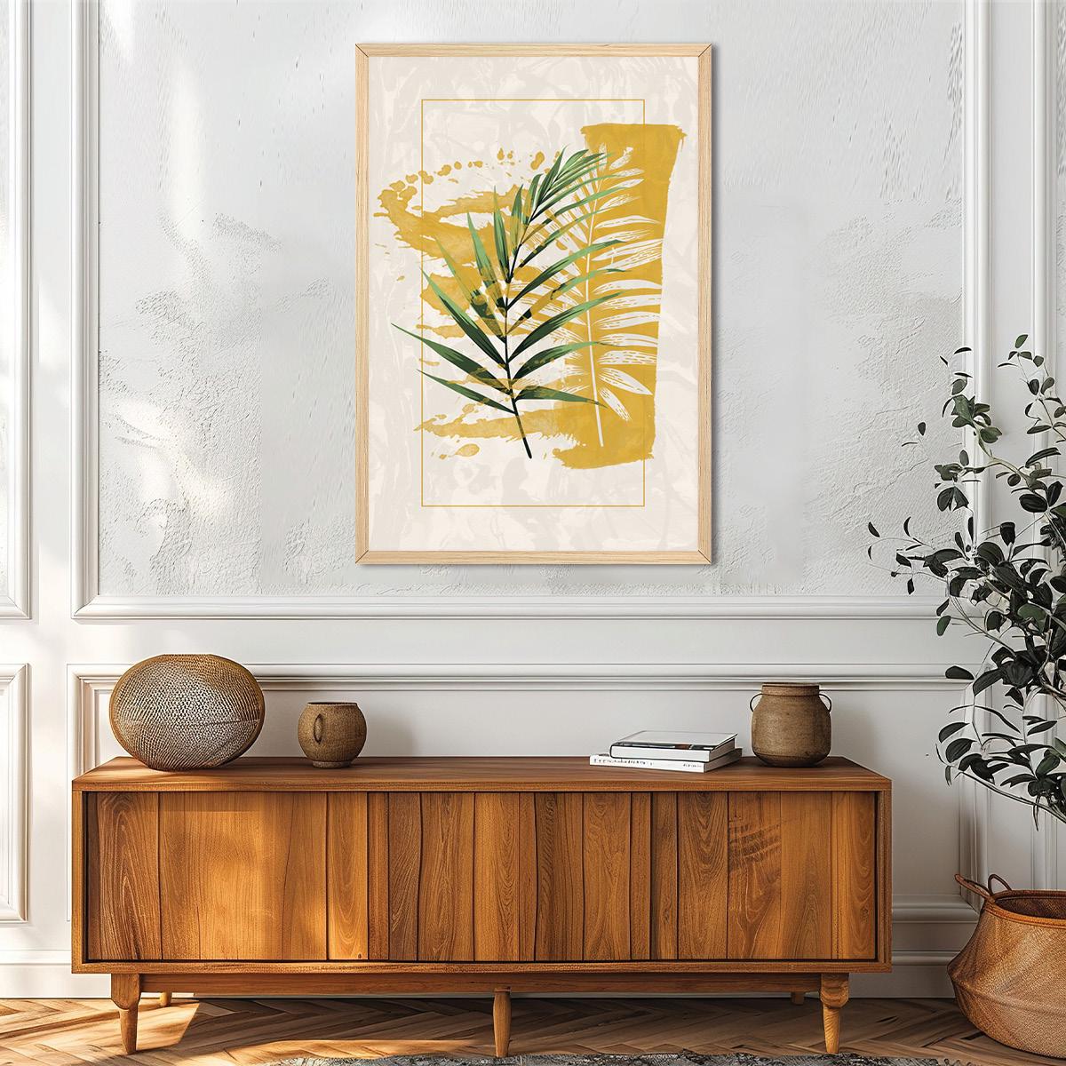 Modern Palm Leaf Canvas Art – Botanical Home Decor, Framed Artwork