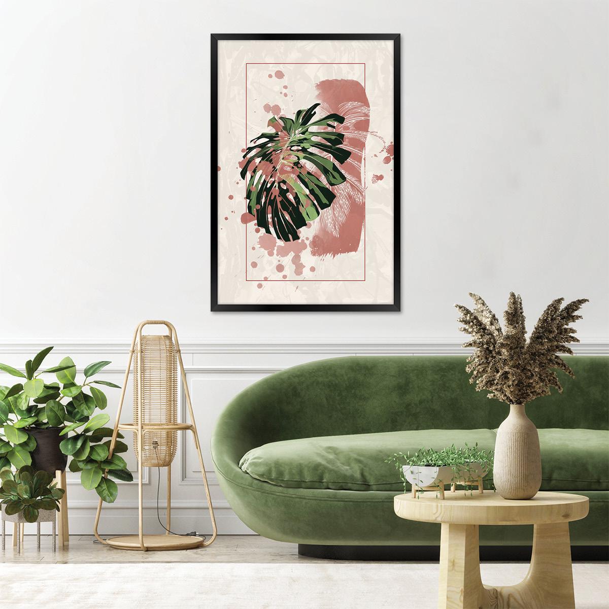 Modern Plant Leaf Canvas Wall Art - Colorful Botanical Home Decor, Nature Inspired Framed Artwork