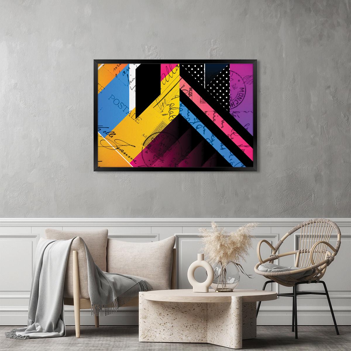 Geometric Abstract Canvas Print: Modern Colorful Wall Art, Framed Options Available