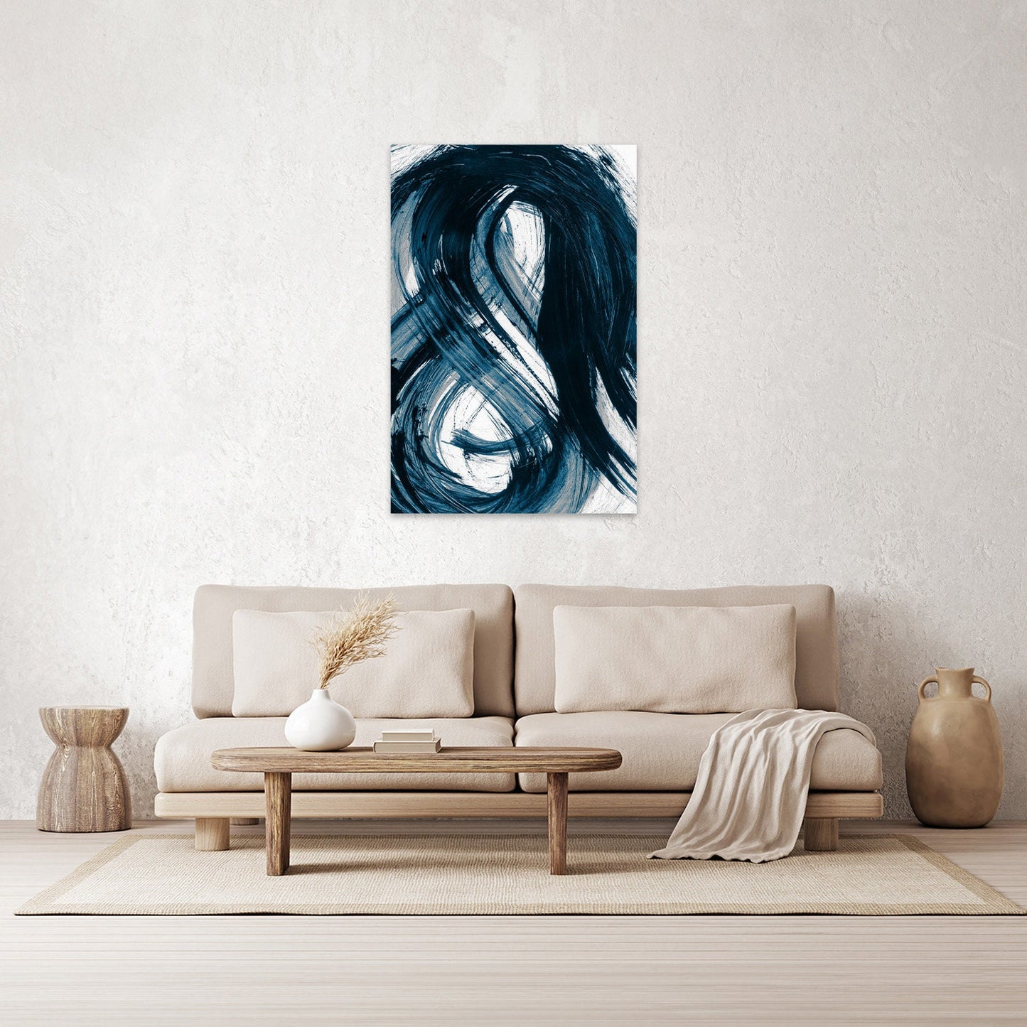 Minimalist Blue White Large Abstract Metal Wall Art Glossy Aluminum Print Decor Modern Contemporary Painting Flow Movement Infitinty Swish