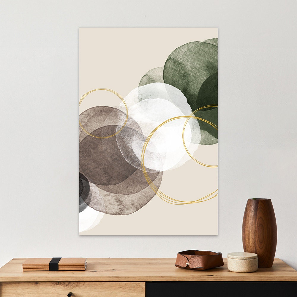 Organic Shapes Earth Tone Large Abstract Minimalist Retro Metal Wall Art Glossy Aluminum Print Decor Modern Geometric Contemporary Painting