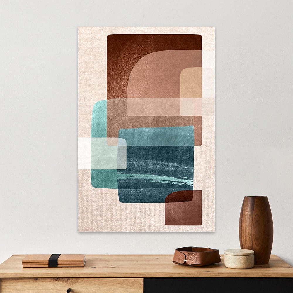 Southwestern Abstract Art Earth Tone Retro BOHO Organic Shape Large Minimalist Metal Wall Print Glossy Aluminum Modern Contemporary Painting