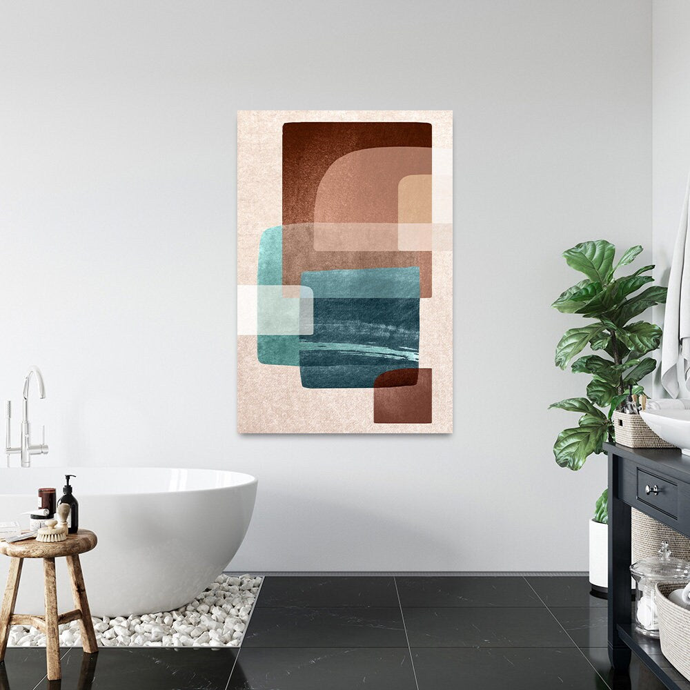 Southwestern Abstract Art Earth Tone Retro BOHO Organic Shape Large Minimalist Metal Wall Print Glossy Aluminum Modern Contemporary Painting