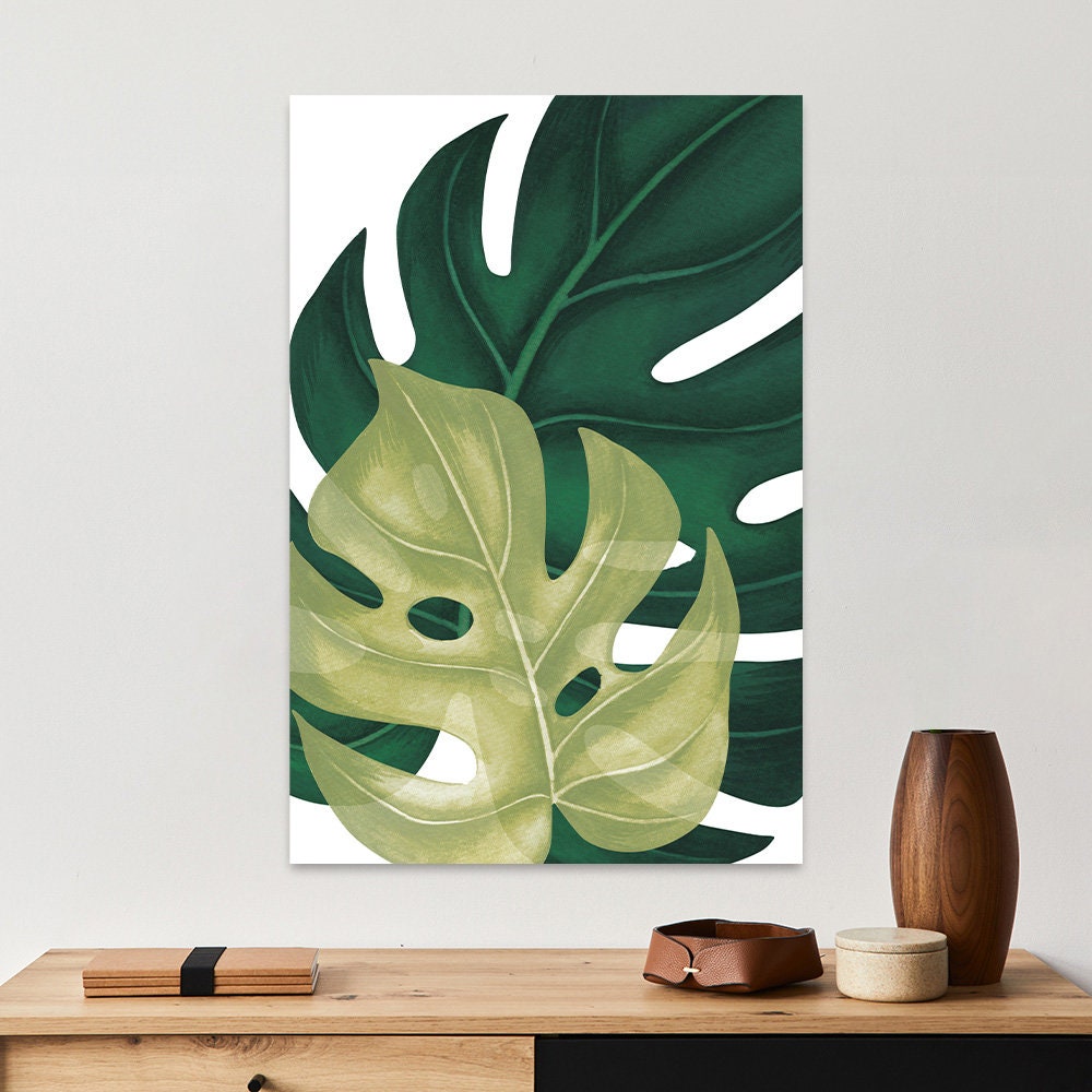 Botanical Tropical Biophilic Nature Monstera Plant Green Fine Art Metal Wall Glossy Large Aluminum Print Decor Modern Contemporary Painting