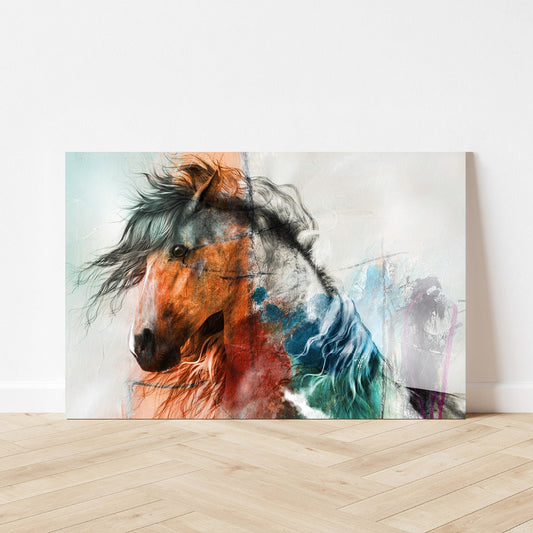 Abstract Horse Painting Wild Horses Rustic Country Modern Farmhouse Animal Large Aluminum Metal Wall Print Home Decor Colorful Original Art