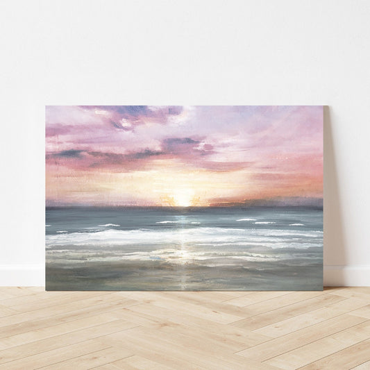 Abstract Colorful Ocean Sunset Sunrise Coastal Beach Modern Contemporary Metal Wall Art Glossy Large Aluminum Print Home Decor Painting