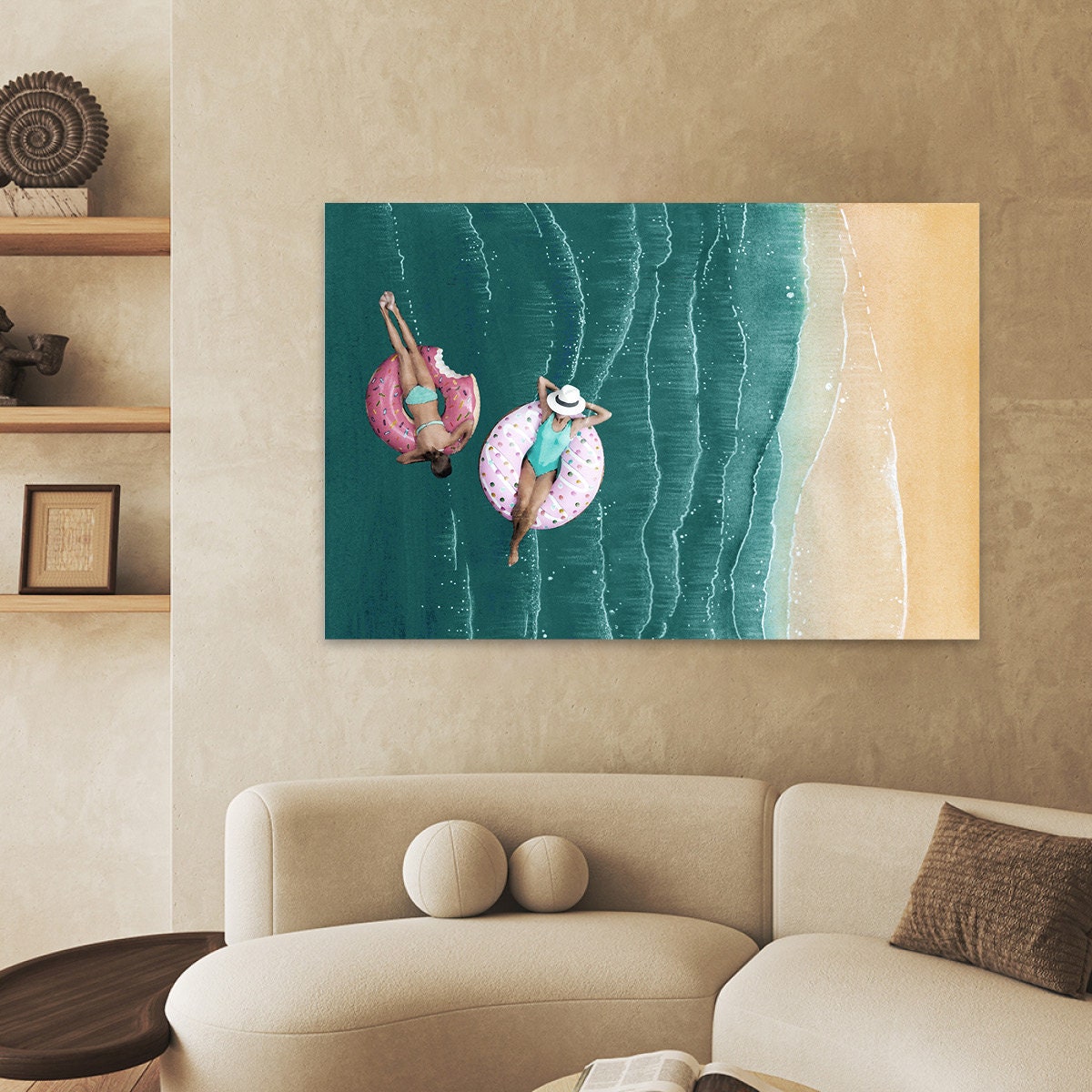 Swim Suit Wall Art Bathing Beauties Colorful Coastal Beach Ocean Summer Lounging Ladies Fun Aluminum Metal Large Glossy Print Home Decor