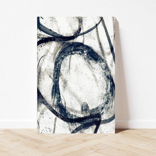 Modern Minimalist Large Abstract Primative Metal Wall Art Neutral Blue, Black & White Glossy Aluminum Print Contemporary Painting Home Decor