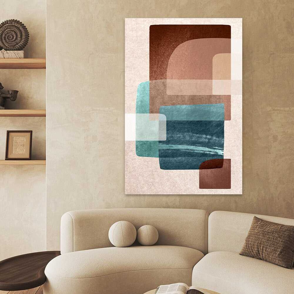 Southwestern Abstract Art Earth Tone Retro BOHO Organic Shape Large Minimalist Metal Wall Print Glossy Aluminum Modern Contemporary Painting