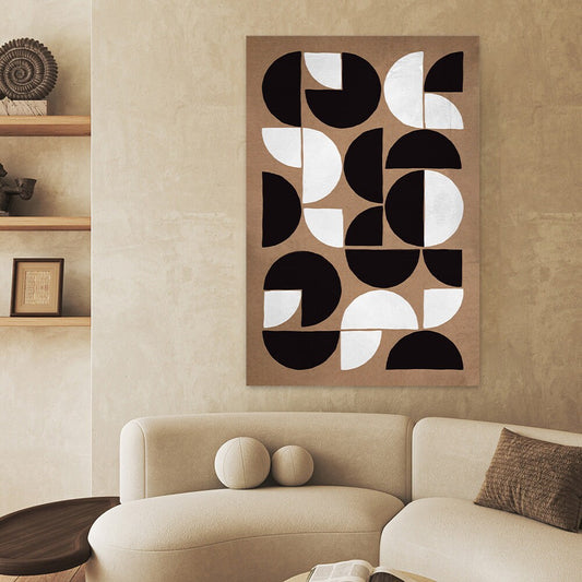 Bauhaus Mid Century Modern Minimalist Painted Halves Geometric MCM Retro Art Metal Wall Glossy Large Aluminum Print Contemporary Home Decor