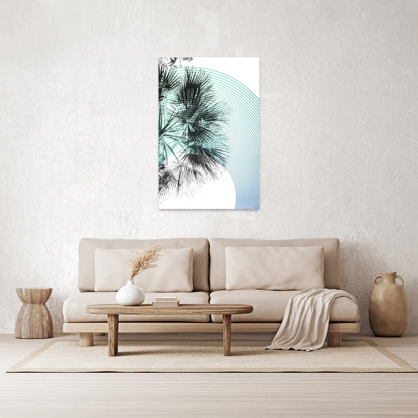 Modern Palm Tree BOHO Coastal Glossy Aluminum Metal Wall Art Print Contemporary Sleek Glossy Home Decor Surf Beach Ocean Geometric Lines