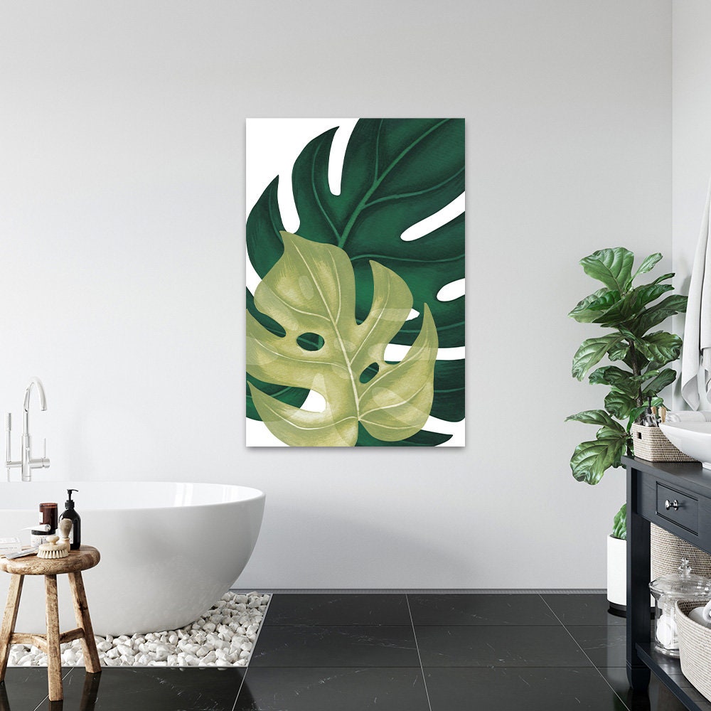 Botanical Tropical Biophilic Nature Monstera Plant Green Fine Art Metal Wall Glossy Large Aluminum Print Decor Modern Contemporary Painting