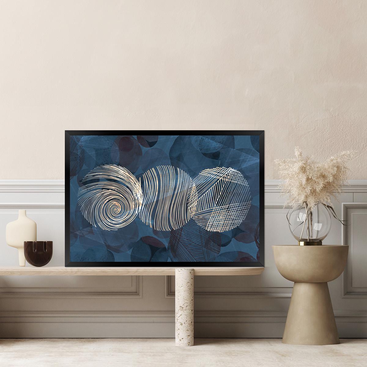 Blue Geometric Texture Circles Canvas Fine Art Print - Framed Abstract Minimalist Painting -  Modern Contemporary Home Decor Artwork