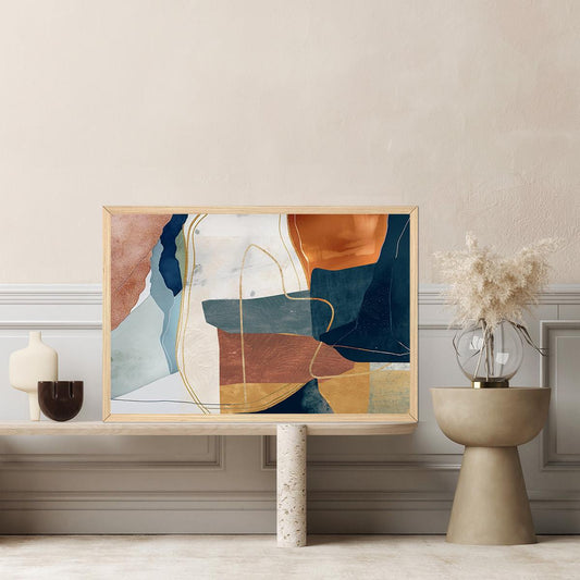 Color Block Earth Tone Abstract Minimalist Canvas Print - Framed Neutral Fine Art - Large Home Decor - Modern Contemporary Painting Wall Art