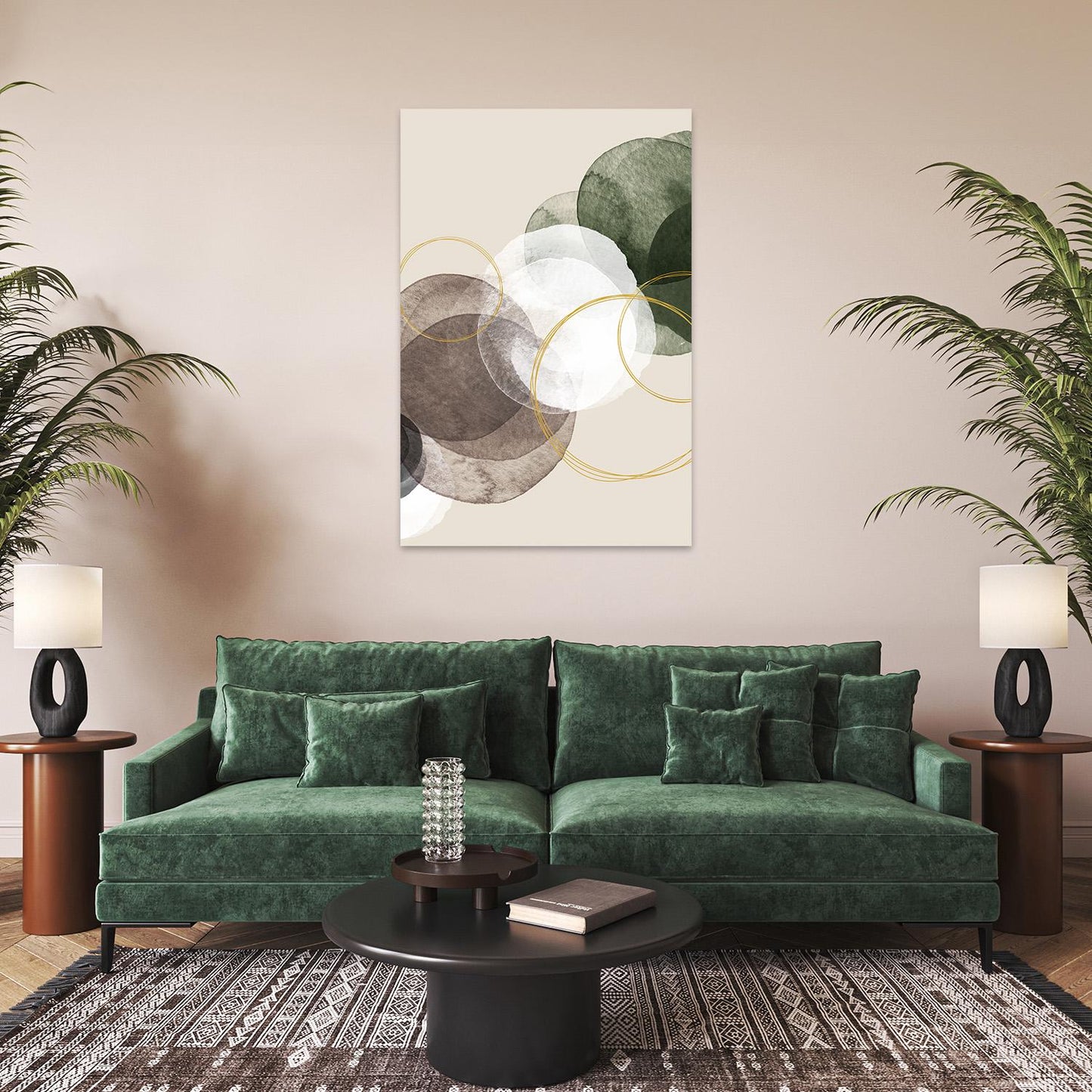 Large Abstract Organic Shapes Earth Tone Minimalist Retro Framed Canvas Wall Art Print Decor Modern Geometric Contemporary Circle Painting