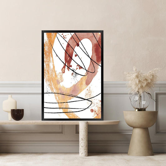 Earth Tone Gold Large Abstract Minimalist Framed Canvas Print Wall Art Gold Brown Black White Home Decor Modern Contemporary Painting