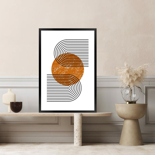 Mid Century Modern Minimalist Canvas Print - Geometric MCM Retro Neutral Line Wall Art - Large Framed Canvas Print Contemporary Home Decor