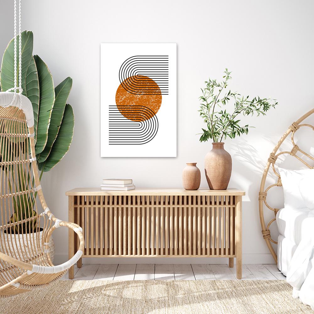 Mid Century Modern Minimalist Canvas Print - Geometric MCM Retro Neutral Line Wall Art - Large Framed Canvas Print Contemporary Home Decor