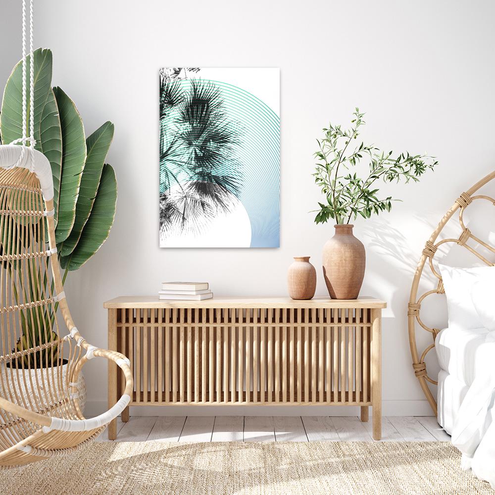 Modern Palm Tree BOHO Coastal Framed Canvas Wall Art Print -Contemporary Home Decor - Surf Beach Ocean Geometric Lines Painting