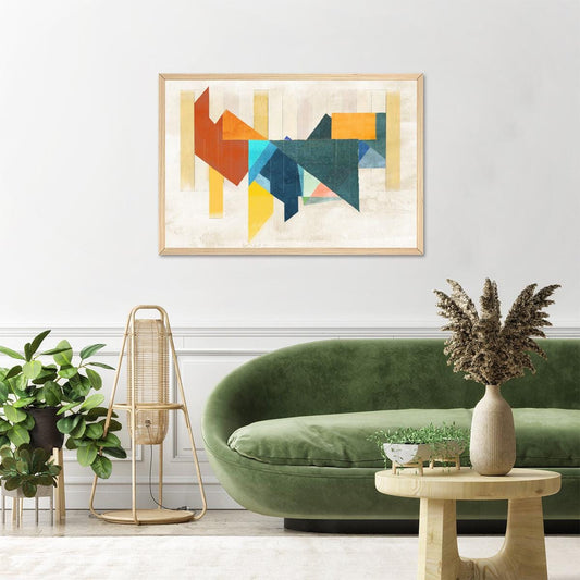 Colorful Cubist Canvas Print - Abstract Geometric Wall Art for Home Decor - Retro Contemporary Painting