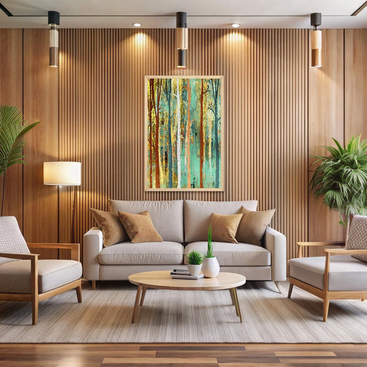 Colorful Abstract Trees Canvas Print - Modern Vibrant Landscape Art & Bold Nature Home Decor for Living Room - Framed Options Available