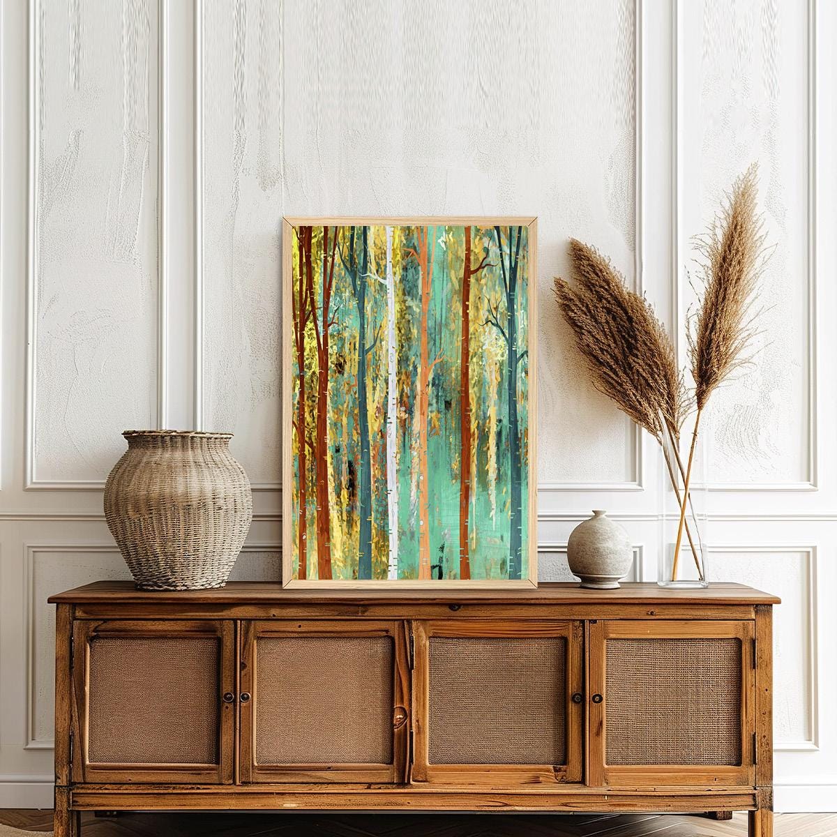 Colorful Abstract Trees Canvas Print - Modern Vibrant Landscape Art & Bold Nature Home Decor for Living Room - Framed Options Available