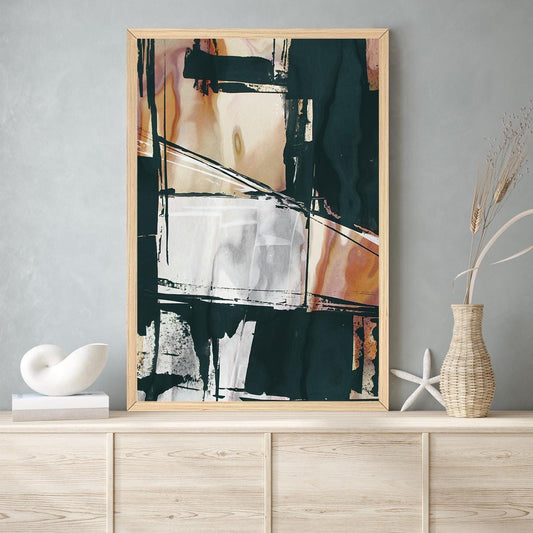 Minimalist Abstract Wall Art - Black & White Canvas Print - Modern Home Decor for Living Room - Framed Options Available
