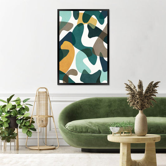 Camo Abstract Wall Art - Green & Yellow Colorful Canvas Print - Bold Boho Modern Home Decor - Framed Options Available