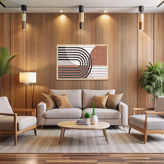Geometric Arch Canvas Print | Abstract Wall Art for Living Room & Dining Room - Mid-Century Modern Earth Tone Decor