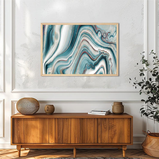 Blue Marble Geode Abstract Canvas Print - Modern Home Decor Wall Art For Livingroom, Bedroom or Office - Framing Options Available