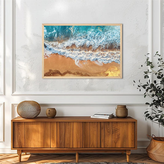 Coastal Abstract Wall Art - Ocean Wave Bedroom or Beach House Decor - Colorful Wave Canvas Print Artwork - Framed Options Available