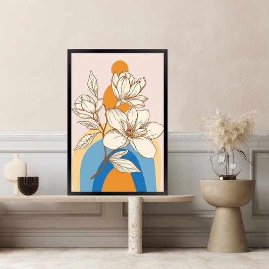 Colorful Boho Floral Illustration Canvas Print, Modern Wall Art, Botanical Home Decor, Framed Options Available