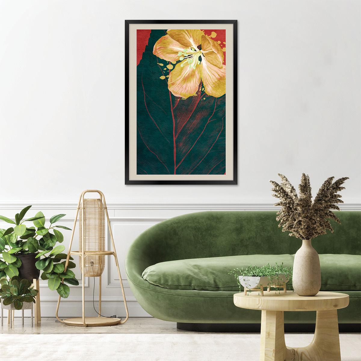 Dark Moody Floral Canvas Print, Large Colorful Botanical Wall Art, Close-up Flower Home Decor with Framed Options, Nature Inspired Artwork