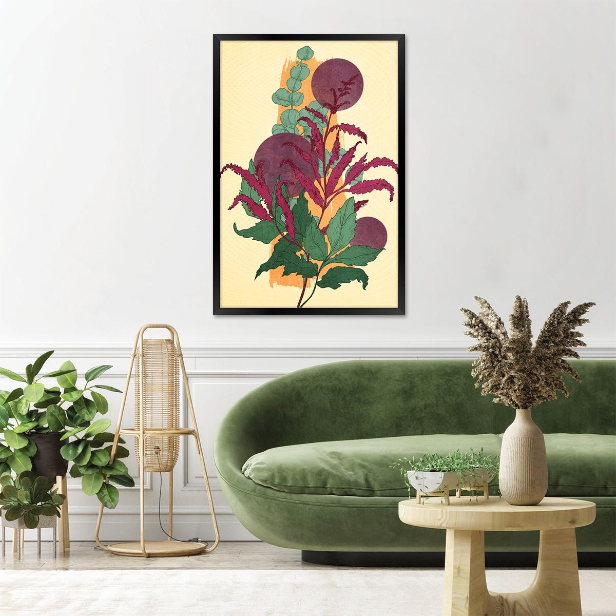Floral Art Canvas Print, Colorful Flower Illustration, Modern Botanical Wall Art, Bedroom & Living Room Decor, Framed Options Available