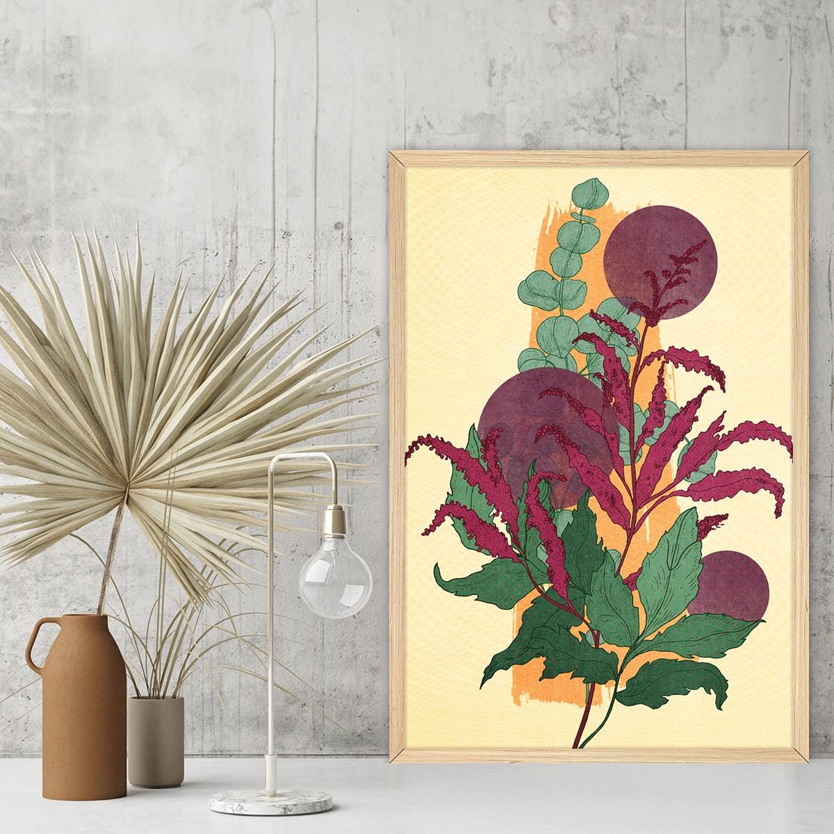 Floral Art Canvas Print, Colorful Flower Illustration, Modern Botanical Wall Art, Bedroom & Living Room Decor, Framed Options Available