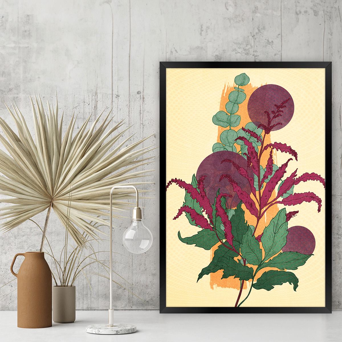 Floral Art Canvas Print, Colorful Flower Illustration, Modern Botanical Wall Art, Bedroom & Living Room Decor, Framed Options Available