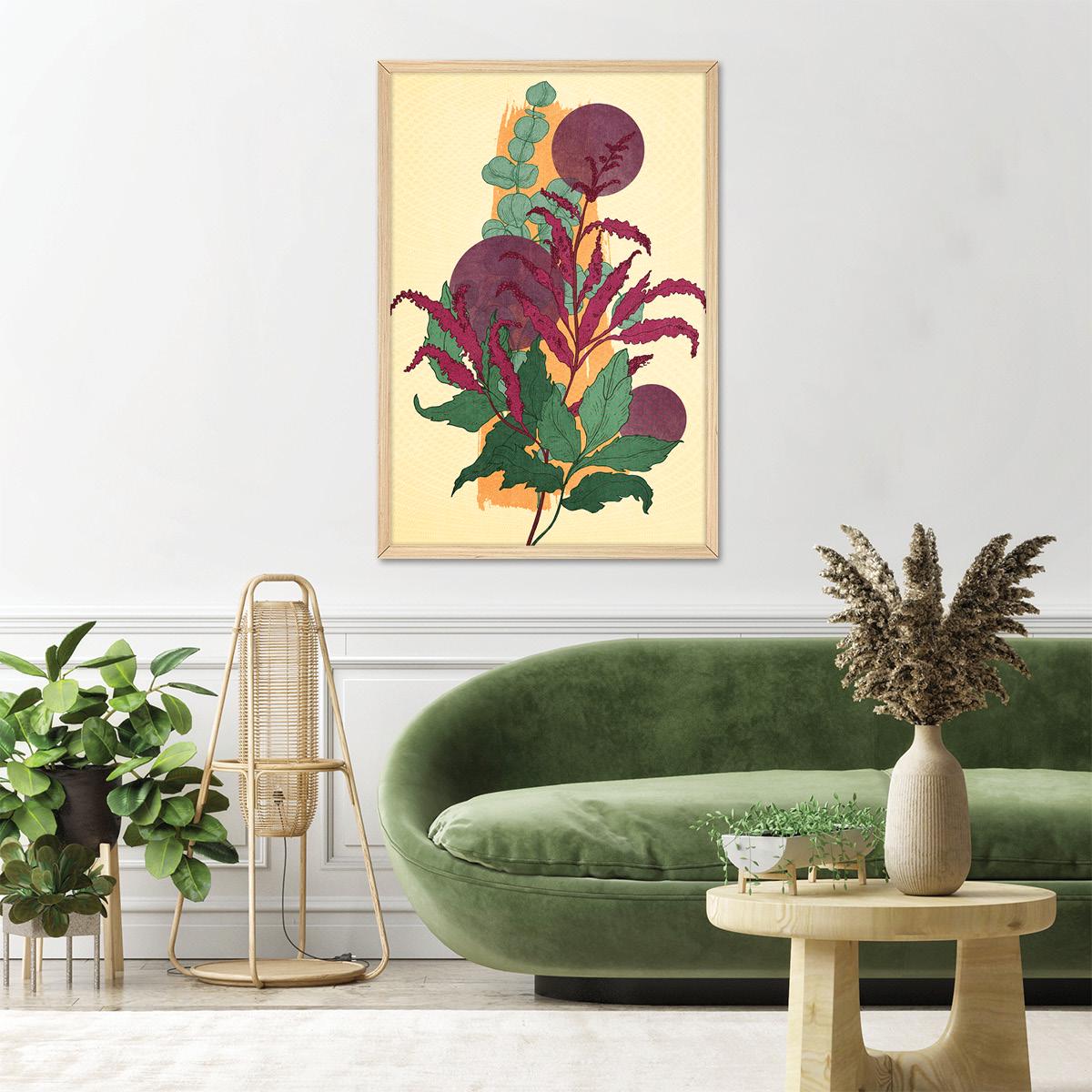 Floral Art Canvas Print, Colorful Flower Illustration, Modern Botanical Wall Art, Bedroom & Living Room Decor, Framed Options Available