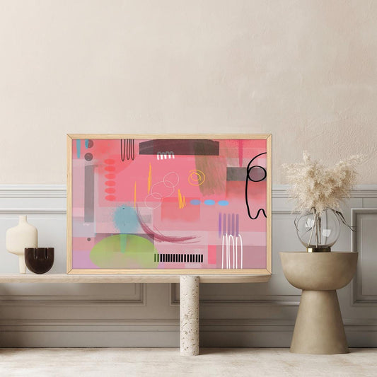 Colorful Grunge Abstract Canvas Print, Pink Art, Modern Graffiti Wall Art, Spray Paint Style Art, Bold Boho Decor, Framed Options Available