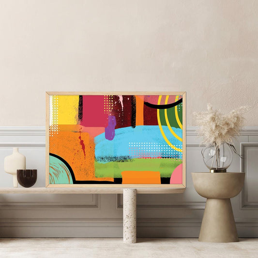 Colorful Grunge Abstract Canvas Print, Modern Graffiti Wall Art, Spray Paint Style Art, Bold Boho Decor, Framed Options Available