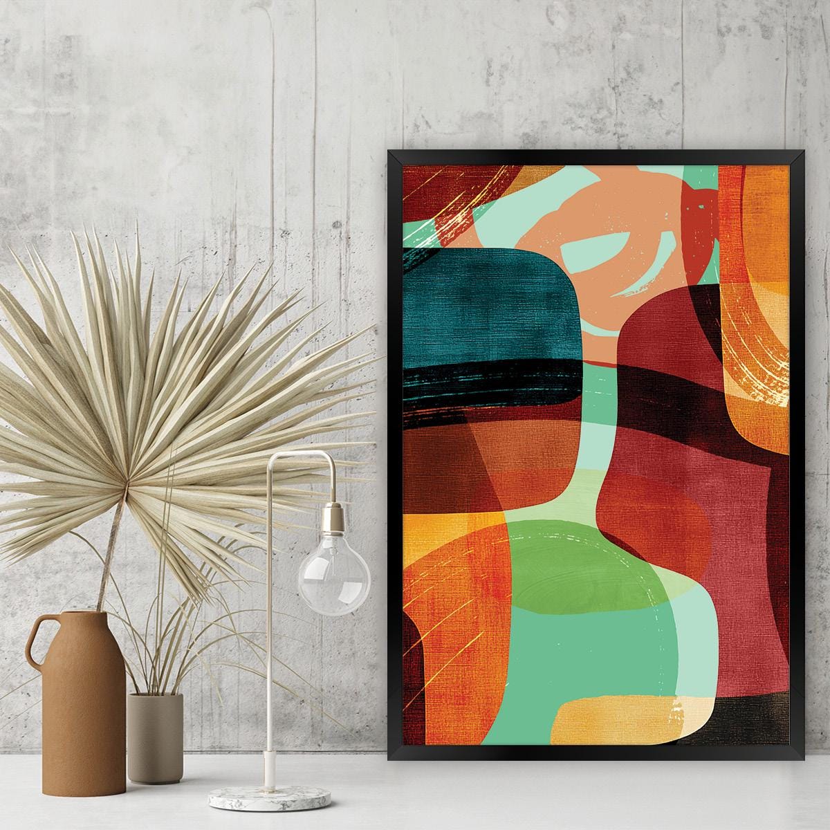 Jewel Tone Abstract Canvas Print, Modern Wall Art for Living Room & Bedroom, Colorful Home Decor, Framed Options Available