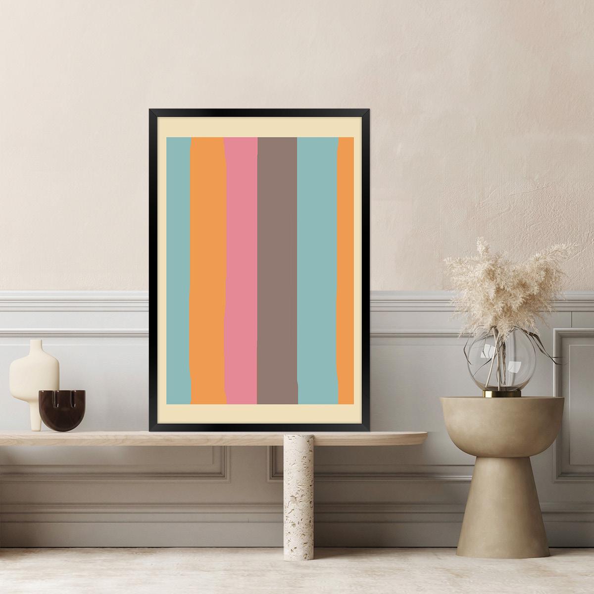 Colorful Abstract Lines Canvas Print, Bold Geometric Stripes Wall Art, Playful Modern Home Decor for Bedroom & Living Room, Framed Options