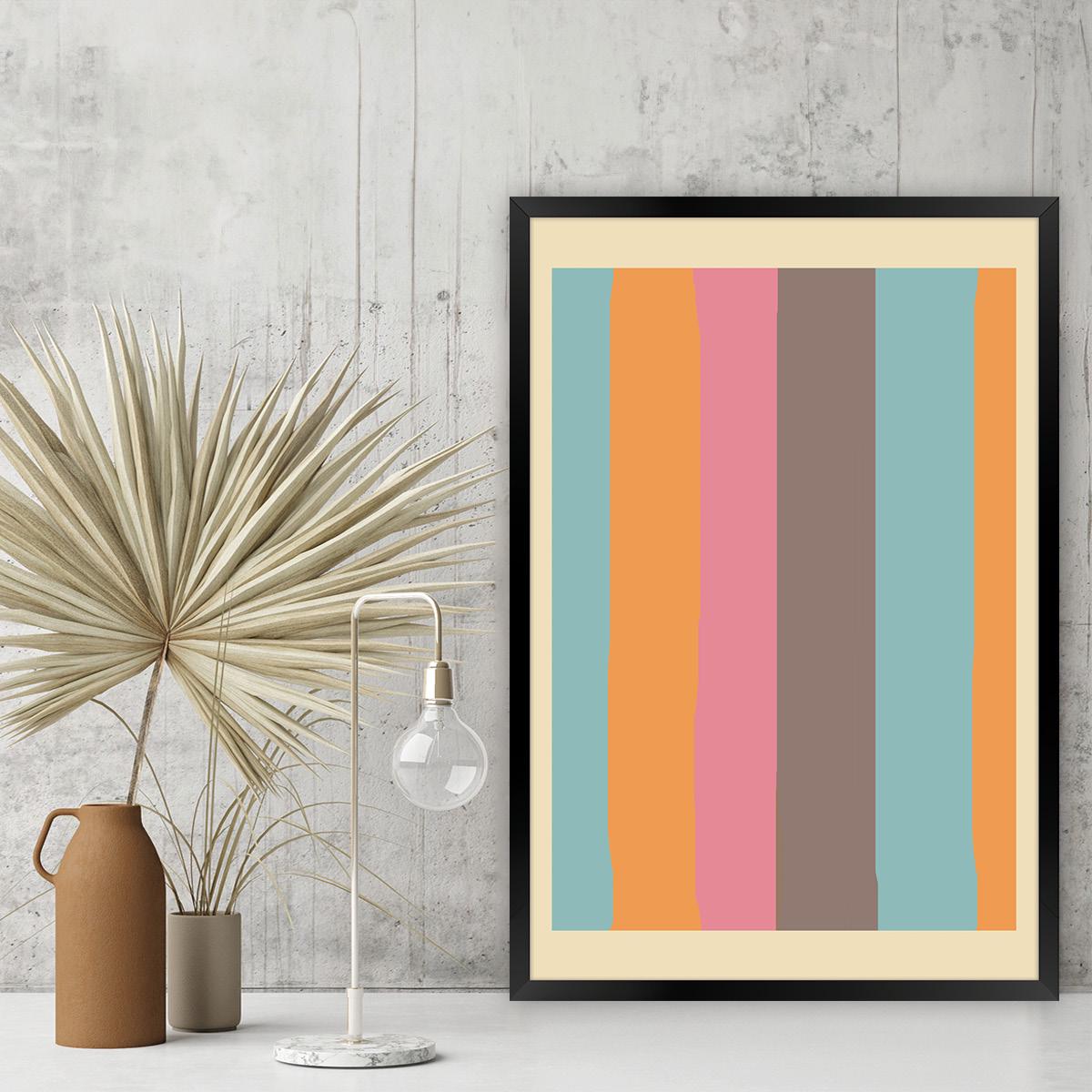 Colorful Abstract Lines Canvas Print, Bold Geometric Stripes Wall Art, Playful Modern Home Decor for Bedroom & Living Room, Framed Options