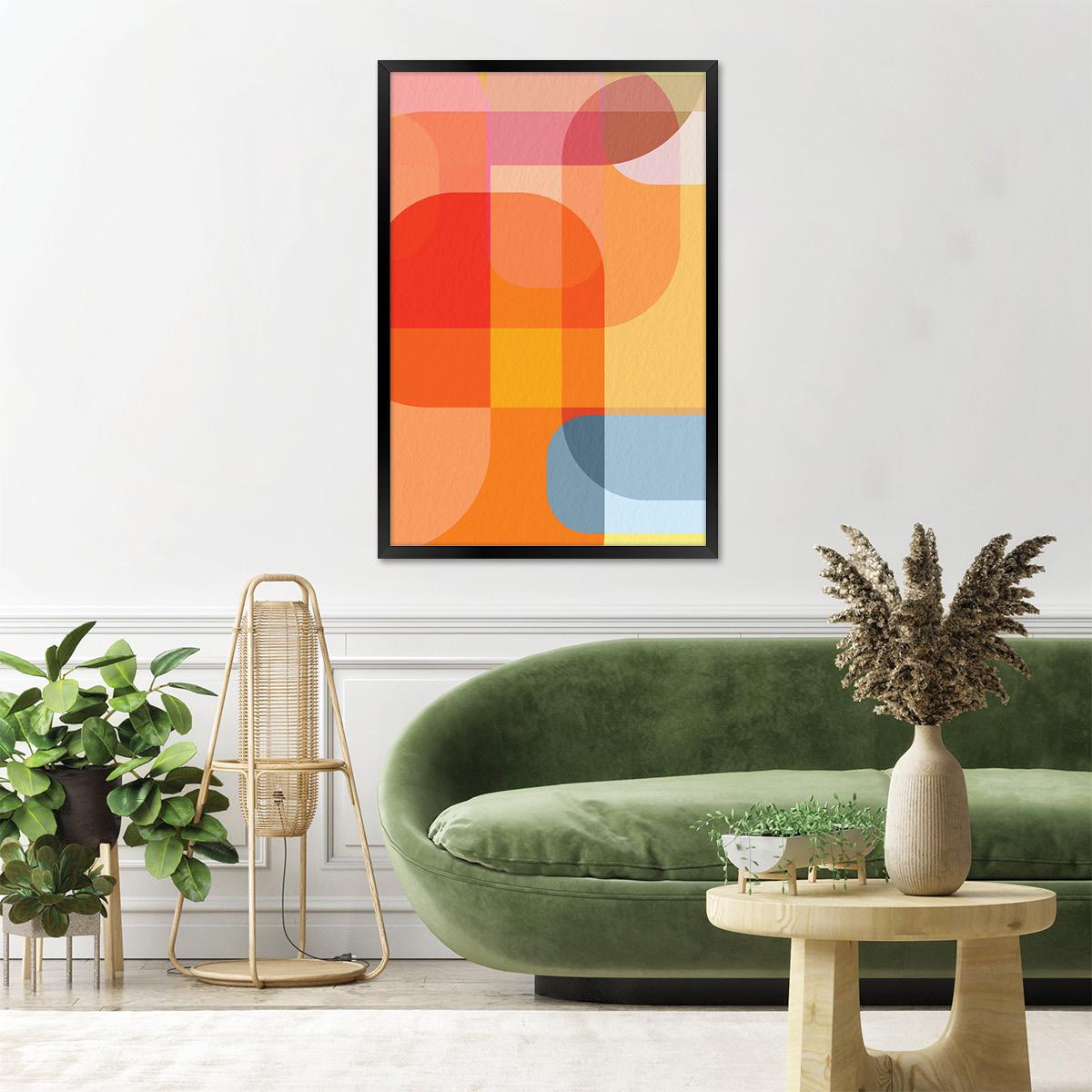 Abstract Canvas Print Round Edges, Colorful Geometric Wall Art, Bold Modern Home Decor, Framed Options Available for Livingroom or Bedroom