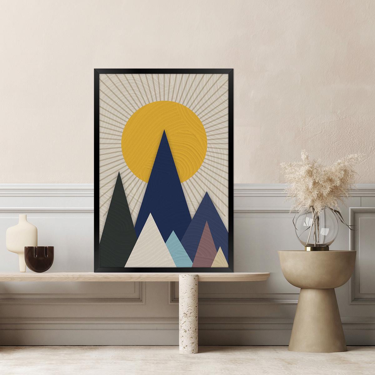 Geometric Mountains Canvas Print: Boho Landscape Wall Art